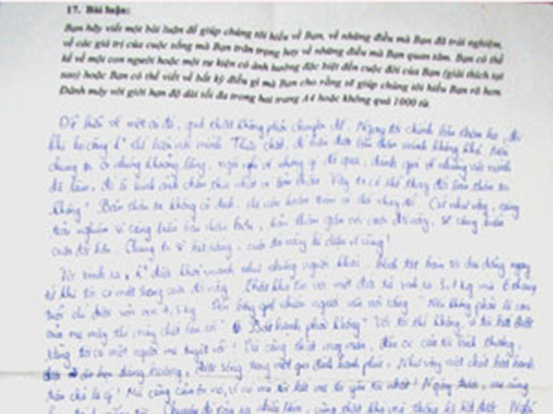 B&agrave;i văn 200 triệu đồng